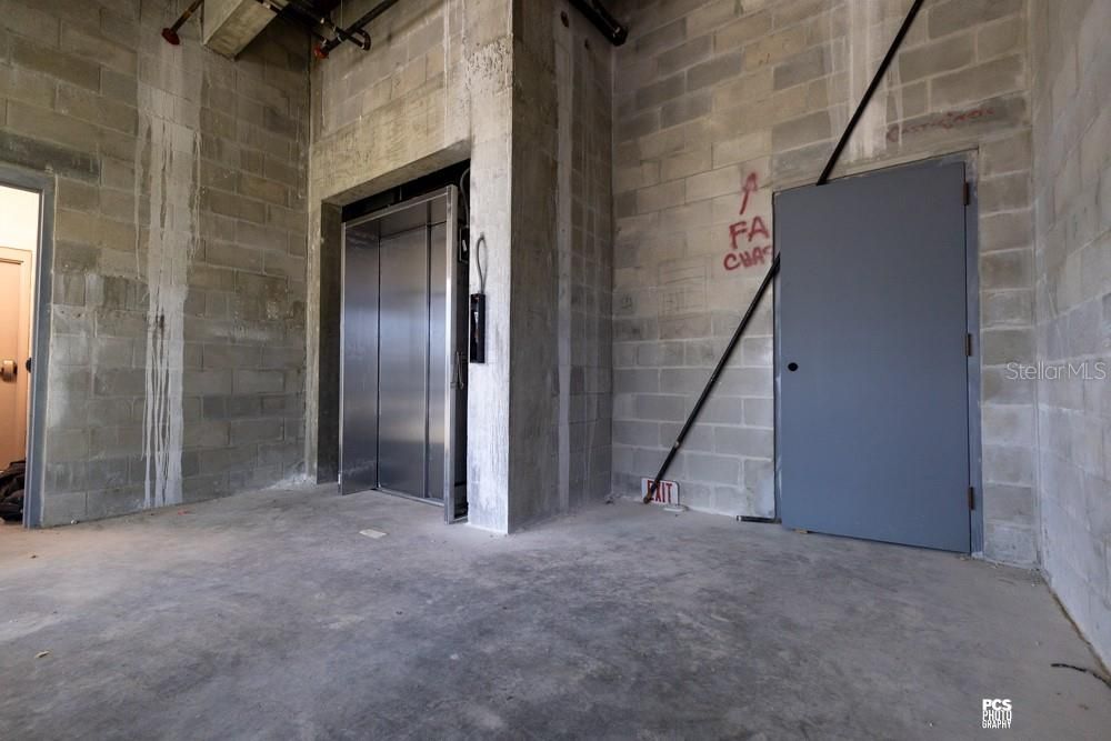 Elevator, Interior, Stone Walls