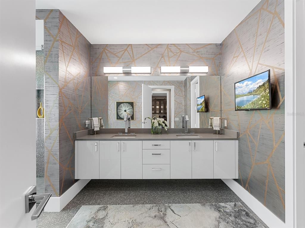 Bathroom, Dual Sink Vanities, Interior, Marble, Marble Walls