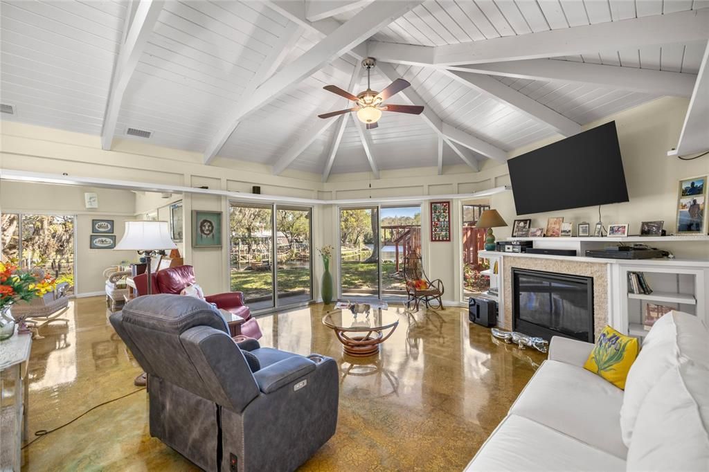 Fireplace, Interior, Living room, Sun Room