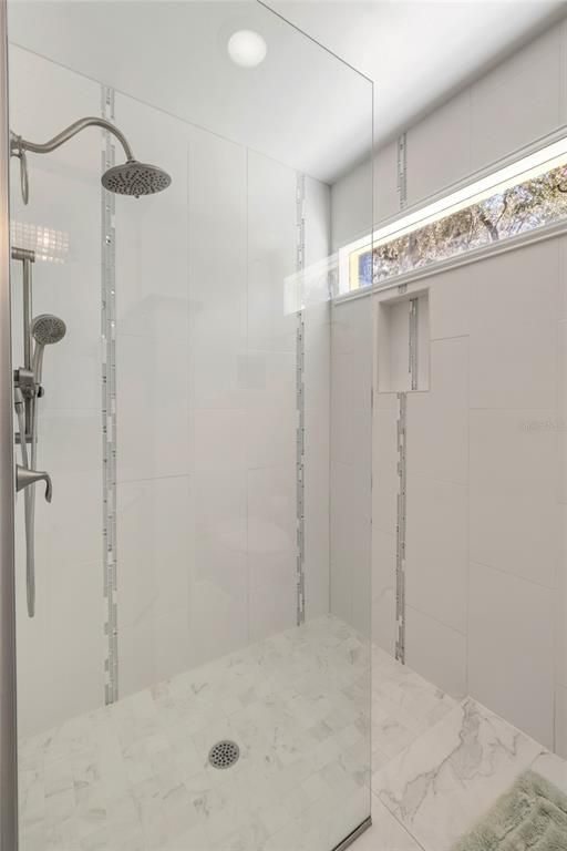 Bathroom, Glass Shower, Interior, Marble, Recessed Lighting