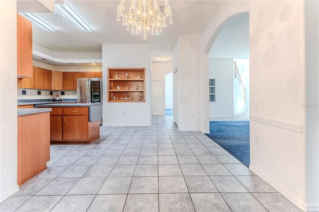 Chandelier, Interior, Kitchen, Stainless Steel Appliances