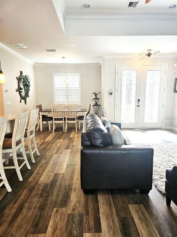 Chandelier, Dining room, Interior, Living room, Wood Texture Flooring