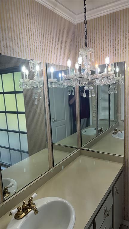 Bathroom, Chandelier, Interior