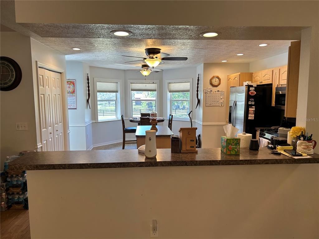Dining room, Interior, Kitchen, Recessed Lighting, Wood Texture Flooring