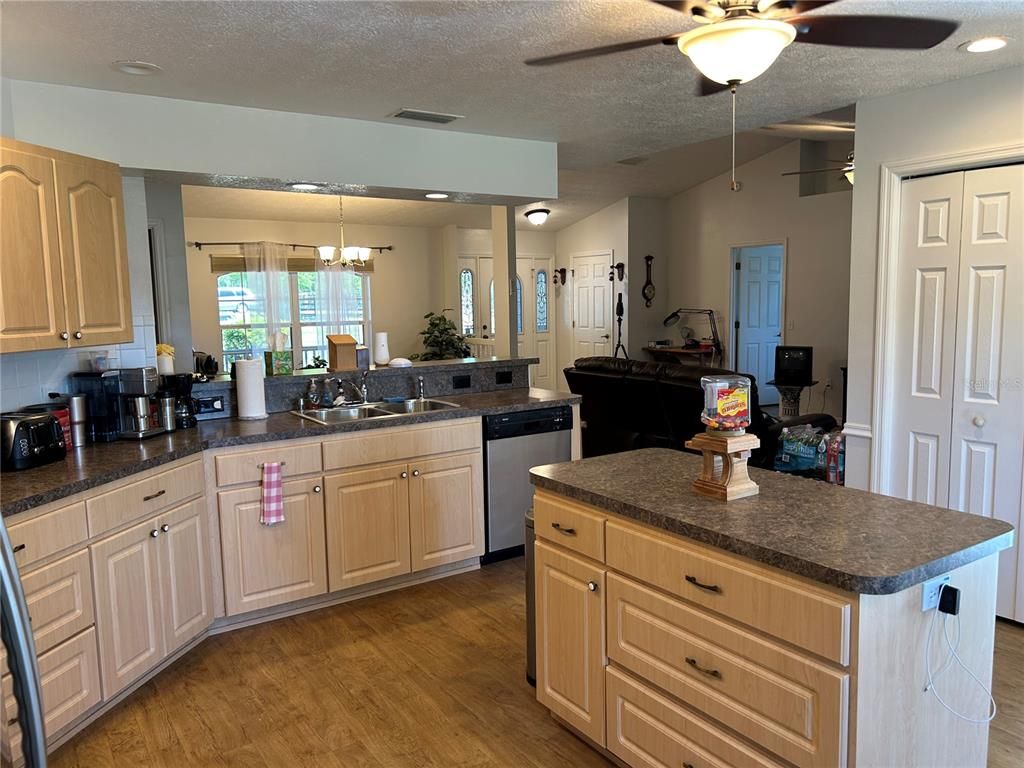 Interior, Kitchen, Pendant Lights, Recessed Lighting, Wood Texture Flooring