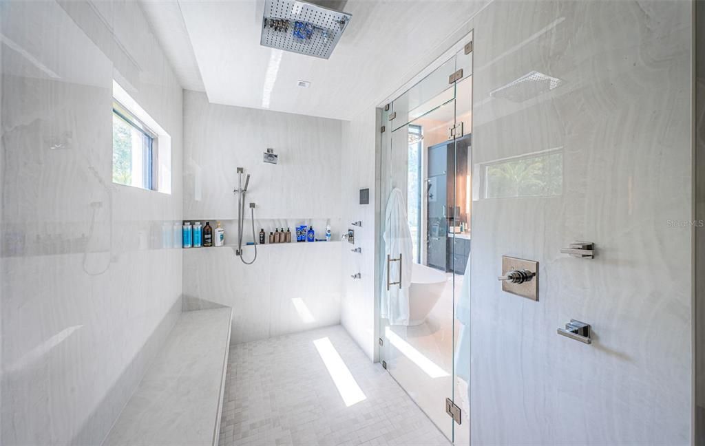 Bathroom, Glass Shower, Interior, Marble Walls