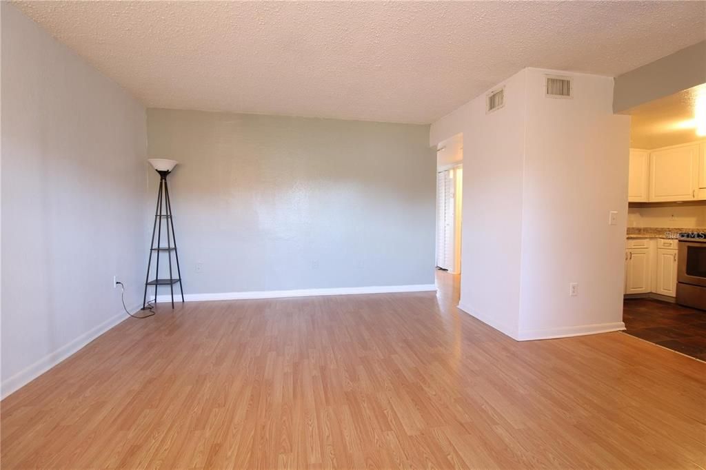 Empty room, Interior, Kitchen, Pendant Lights, Wood Texture Flooring