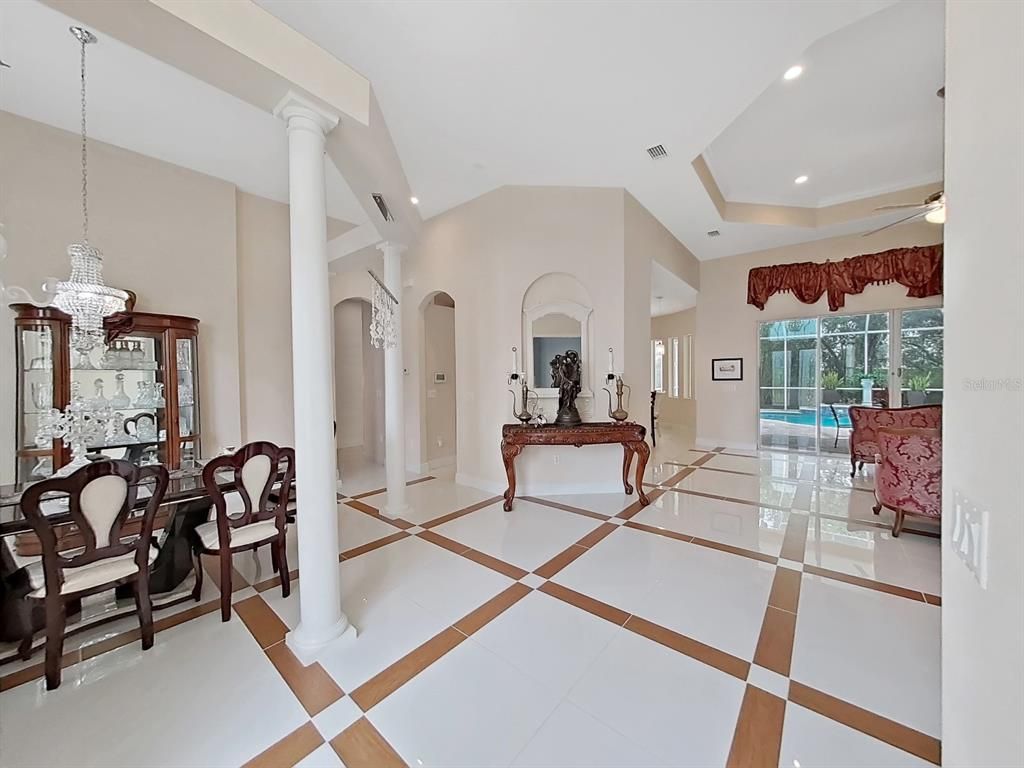 Chandelier, Dining room, Interior, Recessed Lighting