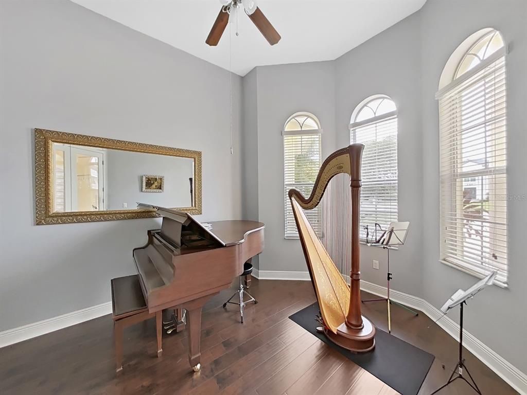 Home Office, Interior, Piano, Wood Texture Flooring