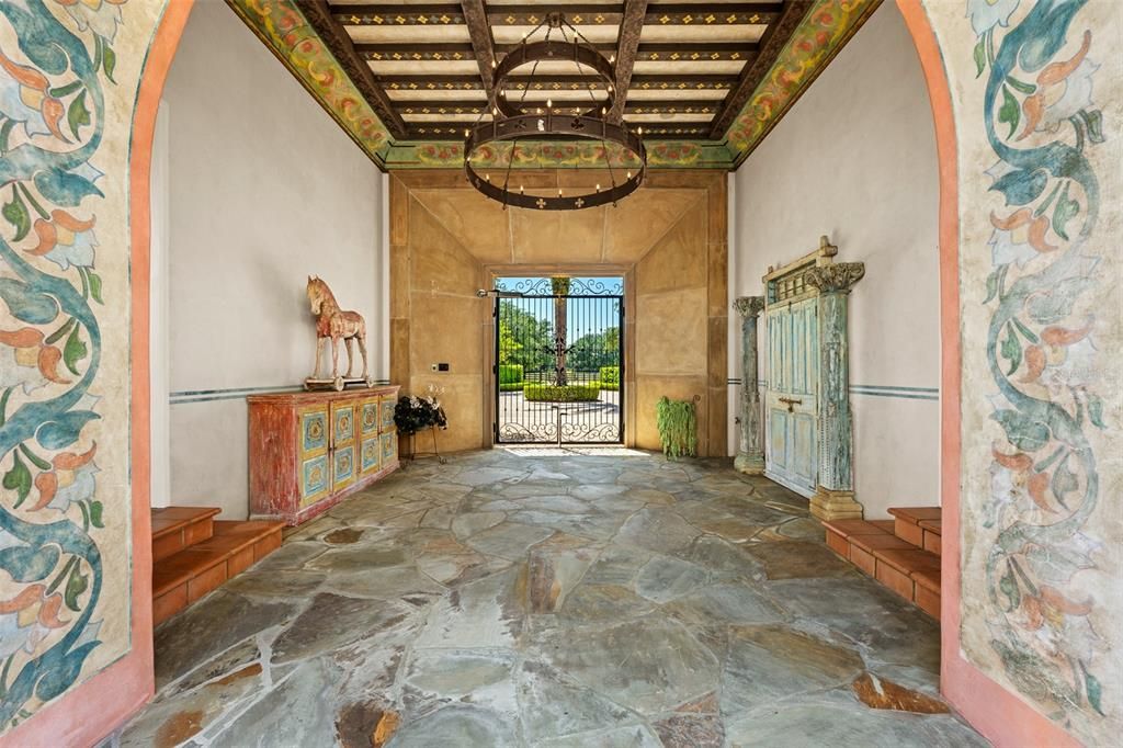 Chandelier, Interior, Wooden Beams