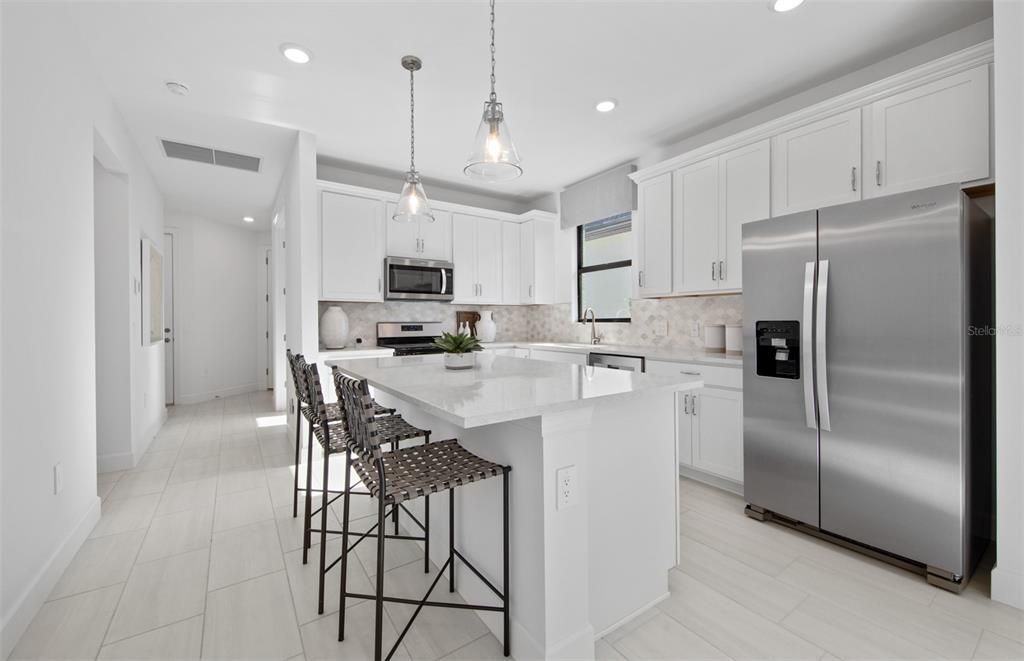 Interior, Kitchen, Pendant Lights, Recessed Lighting, Stainless Steel Appliances