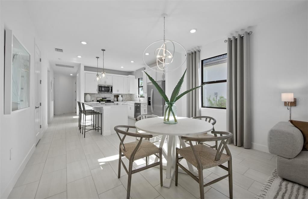 Dining room, Interior, Kitchen, Pendant Lights, Recessed Lighting, Stainless Steel Appliances