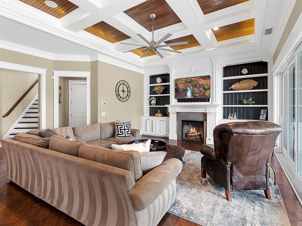 Fireplace, Interior, Living room, Wooden Ceilings, Wood Texture Flooring