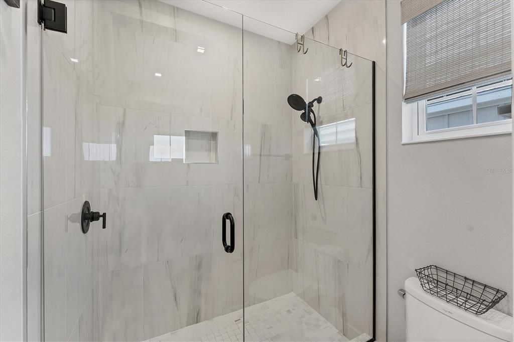 Bathroom, Glass Shower, Interior, Marble Walls