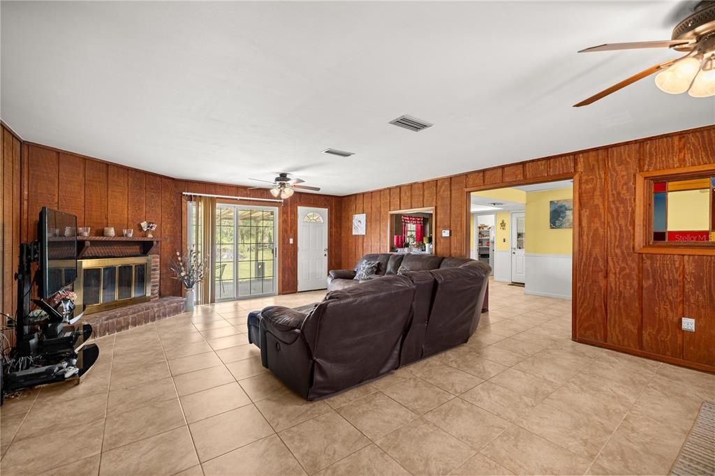 Fireplace, Interior, Living room, Wooden Walls