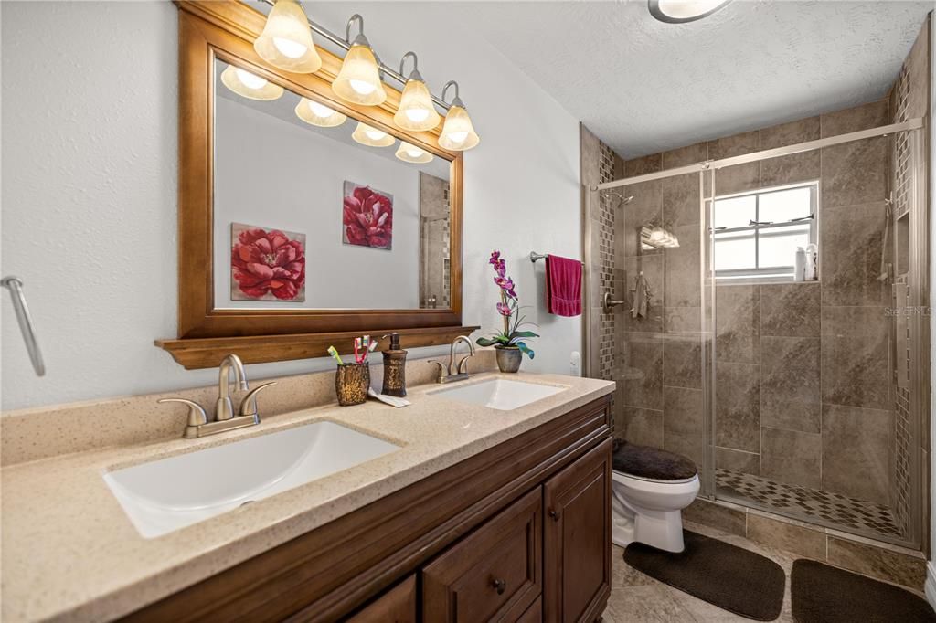 Bathroom, Dual Sink Vanities, Glass Shower, Interior