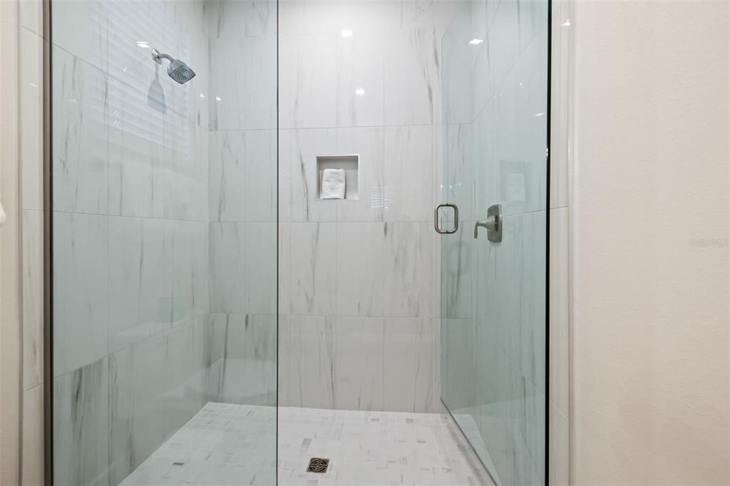 Bathroom, Glass Shower, Interior, Marble Walls