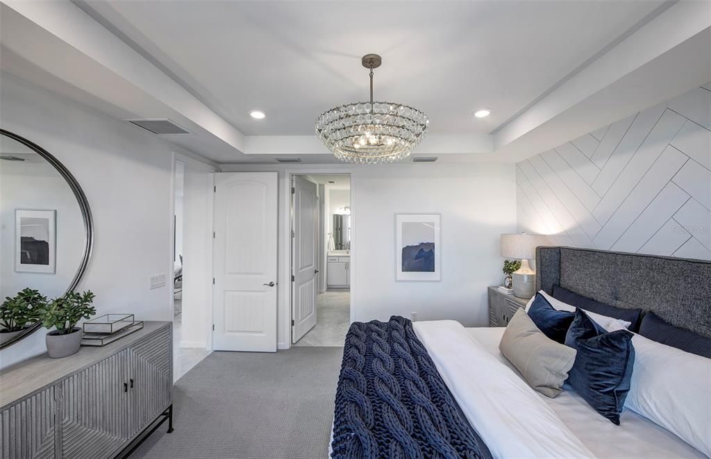 Bedroom, Chandelier, Interior, Recessed Lighting