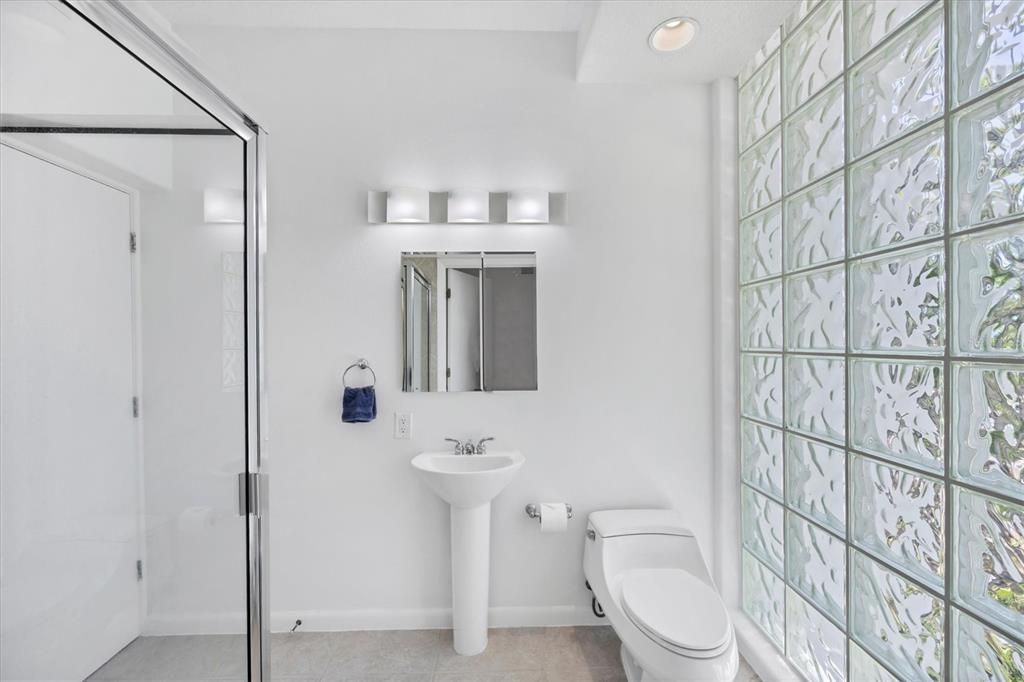 Bathroom, Glass Shower, Interior, Recessed Lighting