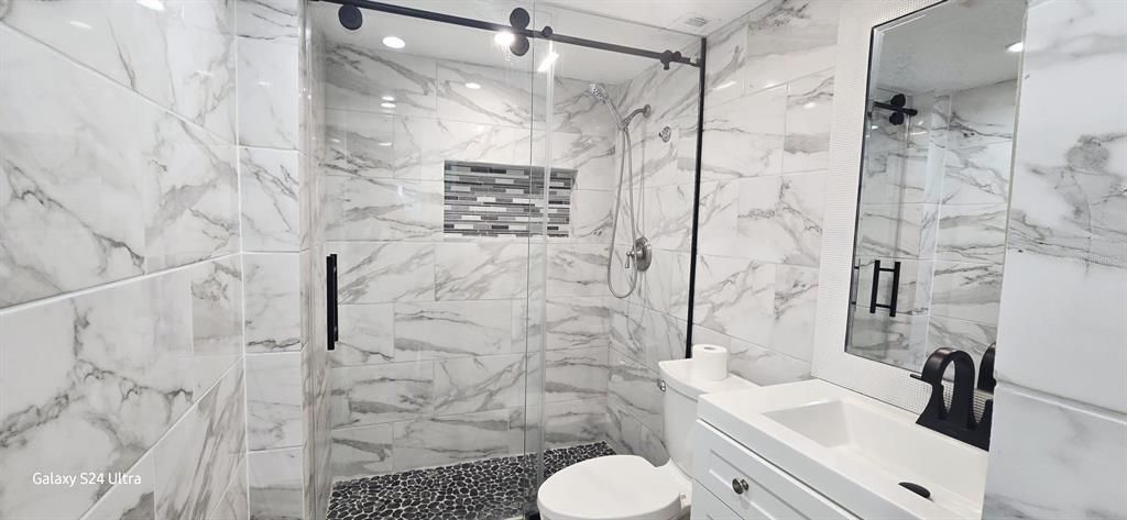 Bathroom, Glass Shower, Interior, Marble Walls