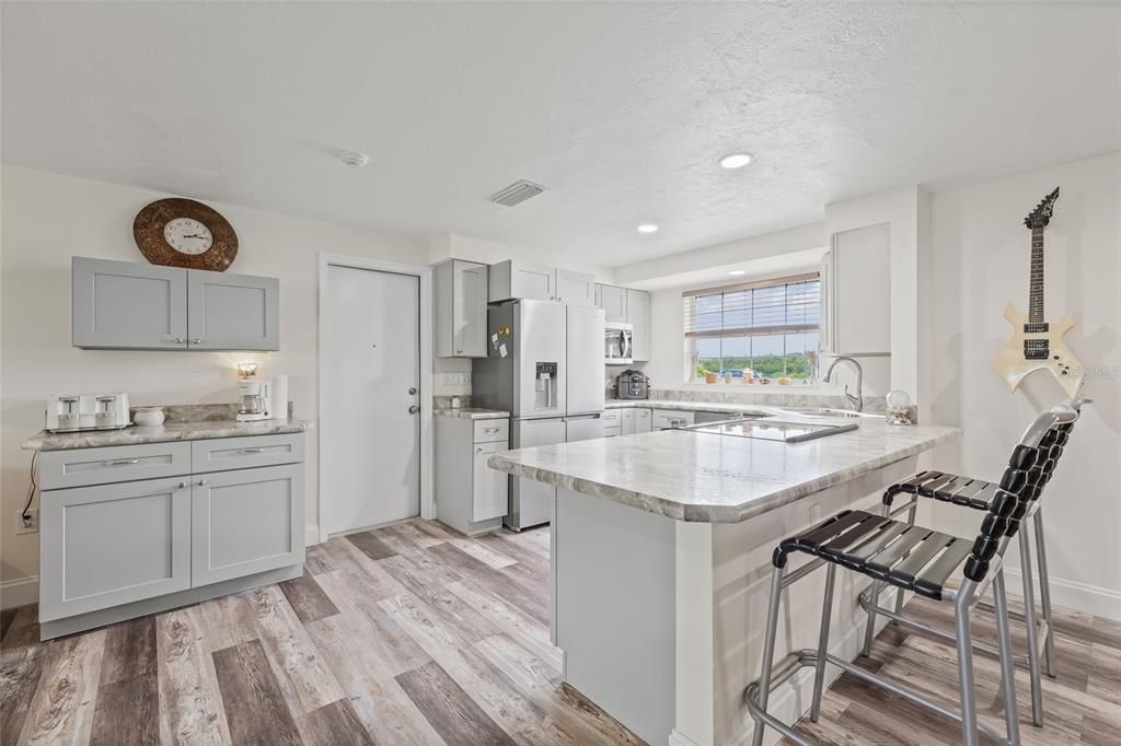 Interior, Kitchen, Recessed Lighting, Wood Texture Flooring