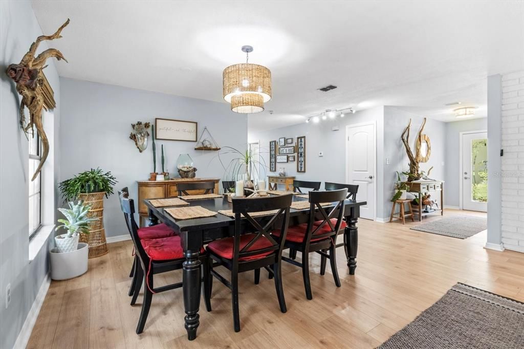 Chandelier, Dining room, Interior, Wood Texture Flooring