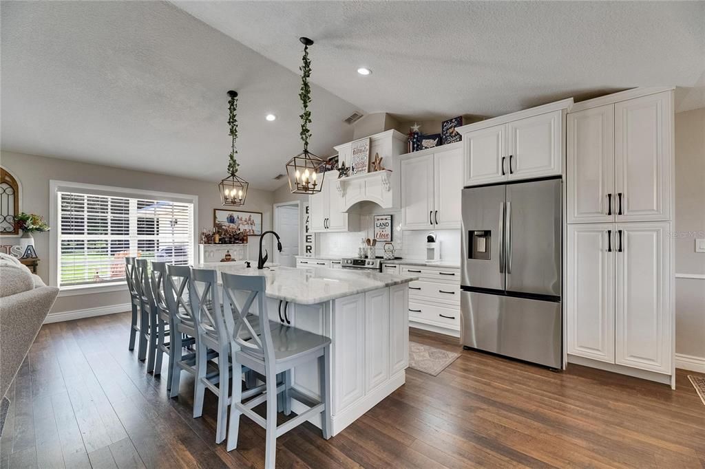 Interior, Kitchen, Pendant Lights, Recessed Lighting, Wood Texture Flooring