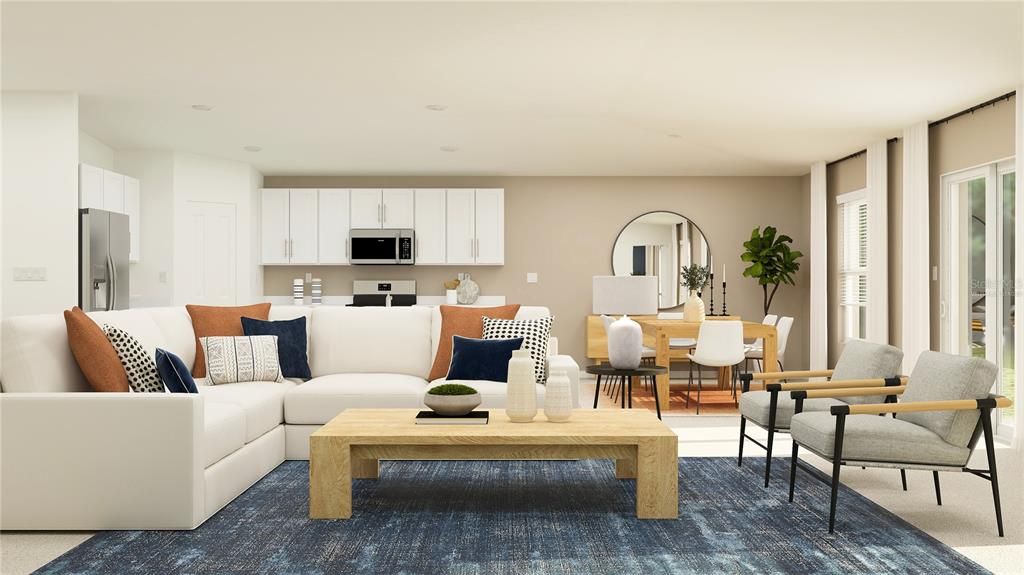 Dining room, Interior, Kitchen, Living room, Recessed Lighting, Stainless Steel Appliances