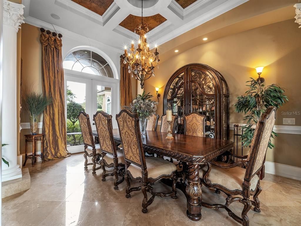Chandelier, Dining room, Interior, Recessed Lighting
