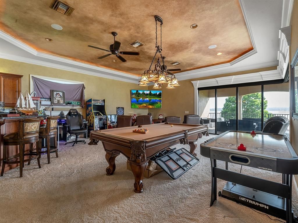 Billiard Table, Game Room, Interior, Pendant Lights, Recessed Lighting