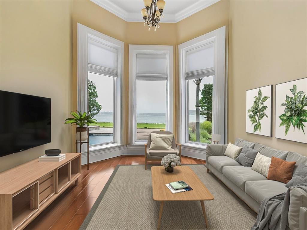 Chandelier, Interior, Living room, Water, Wood Texture Flooring