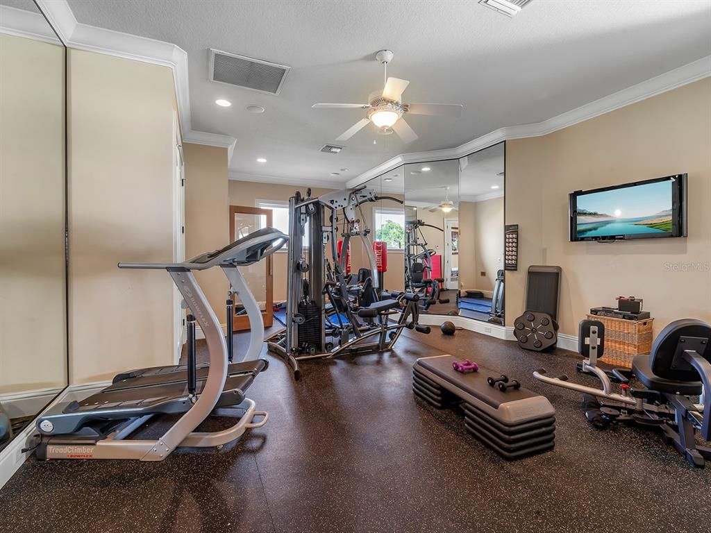 Fitness Equipment, Gym, Interior, Recessed Lighting