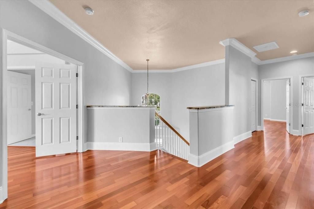 Empty room, Interior, Pendant Lights, Recessed Lighting, Wood Texture Flooring