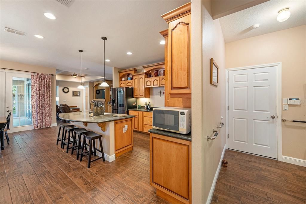 Interior, Kitchen, Pendant Lights, Recessed Lighting, Wood Texture Flooring