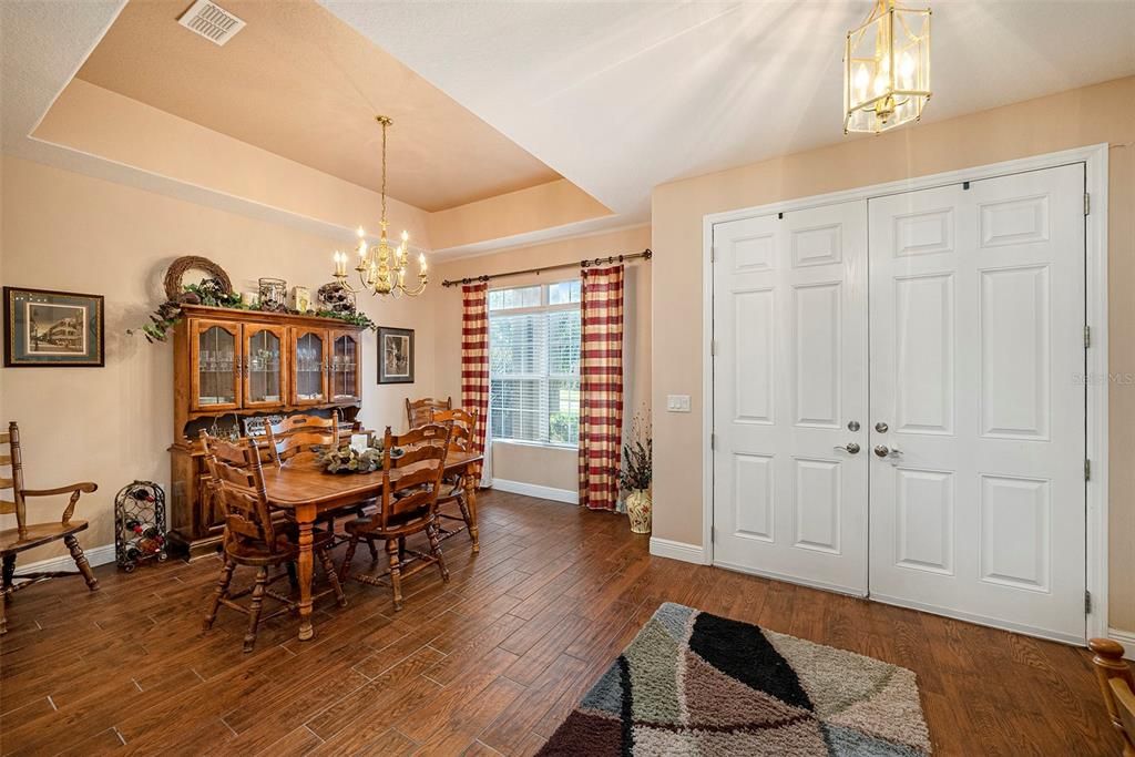 Chandelier, Dining room, Interior, Wood Texture Flooring