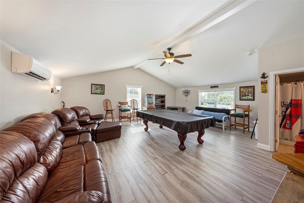 Billiard Table, Game Room, Interior, Living room, Wood Texture Flooring