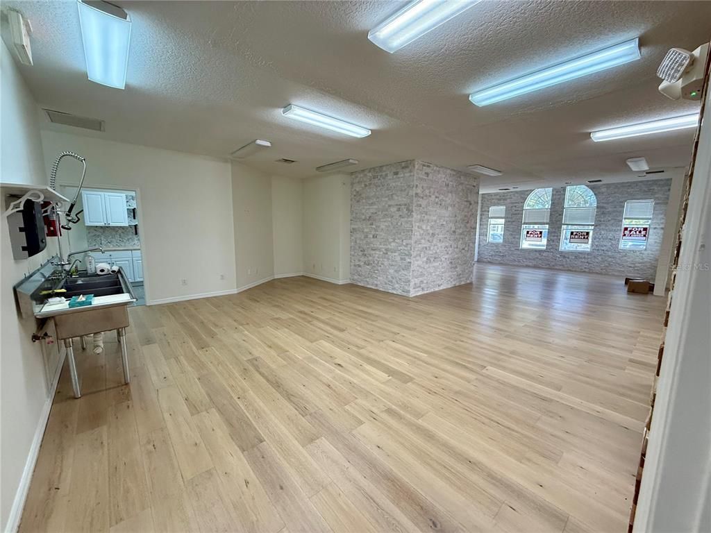 Interior, Kitchen, Stone Walls, Wood Texture Flooring