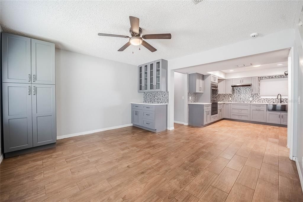 Interior, Kitchen, Recessed Lighting, Wood Texture Flooring
