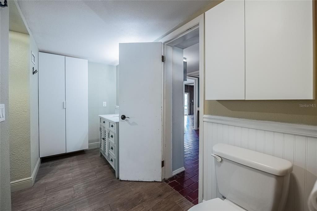 Bathroom, Interior, Wood Texture Flooring