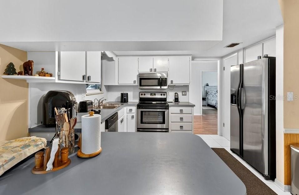 Interior, Kitchen, Stainless Steel Appliances, Wood Texture Flooring