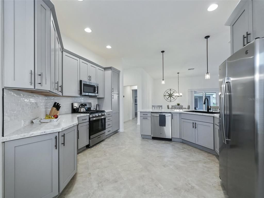 Interior, Kitchen, Pendant Lights, Recessed Lighting, Stainless Steel Appliances