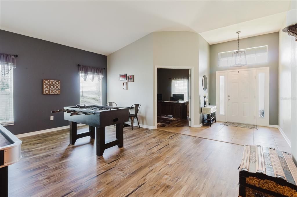 Game Room, Interior, Pendant Lights, Wood Texture Flooring