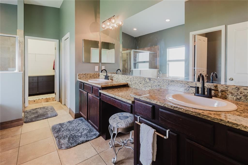 Bathroom, Dual Sink Vanities, Glass Shower, Interior, Recessed Lighting