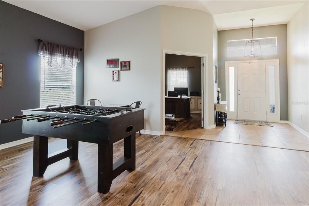 Game Room, Interior, Kitchen, Pendant Lights, Wood Texture Flooring