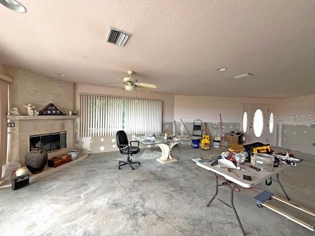 Fireplace, Home Office, Interior, Recessed Lighting