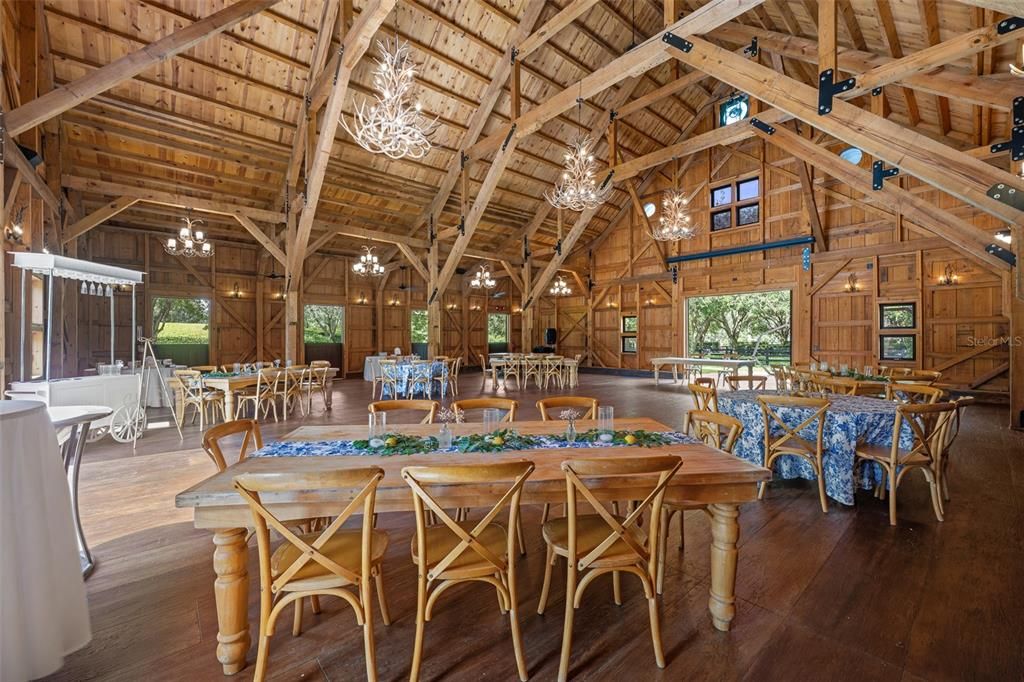 Chandelier, Dining room, Interior, Wooden Beams, Wooden Ceilings, Wood Texture Flooring, Wooden Walls