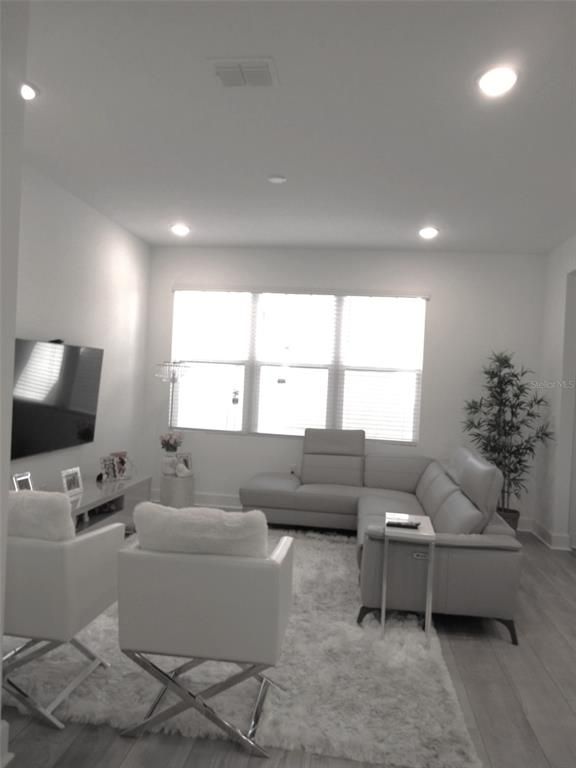 Interior, Living room, Recessed Lighting, Wood Texture Flooring