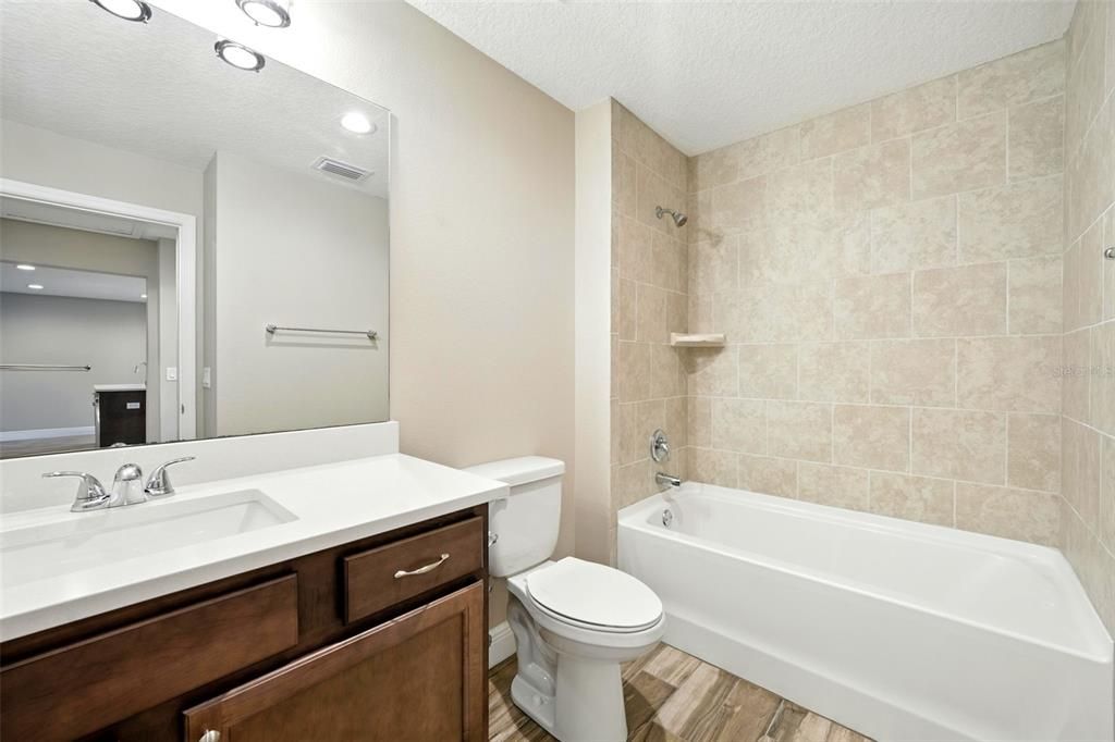 Bathroom, Interior, Recessed Lighting, Wood Texture Flooring