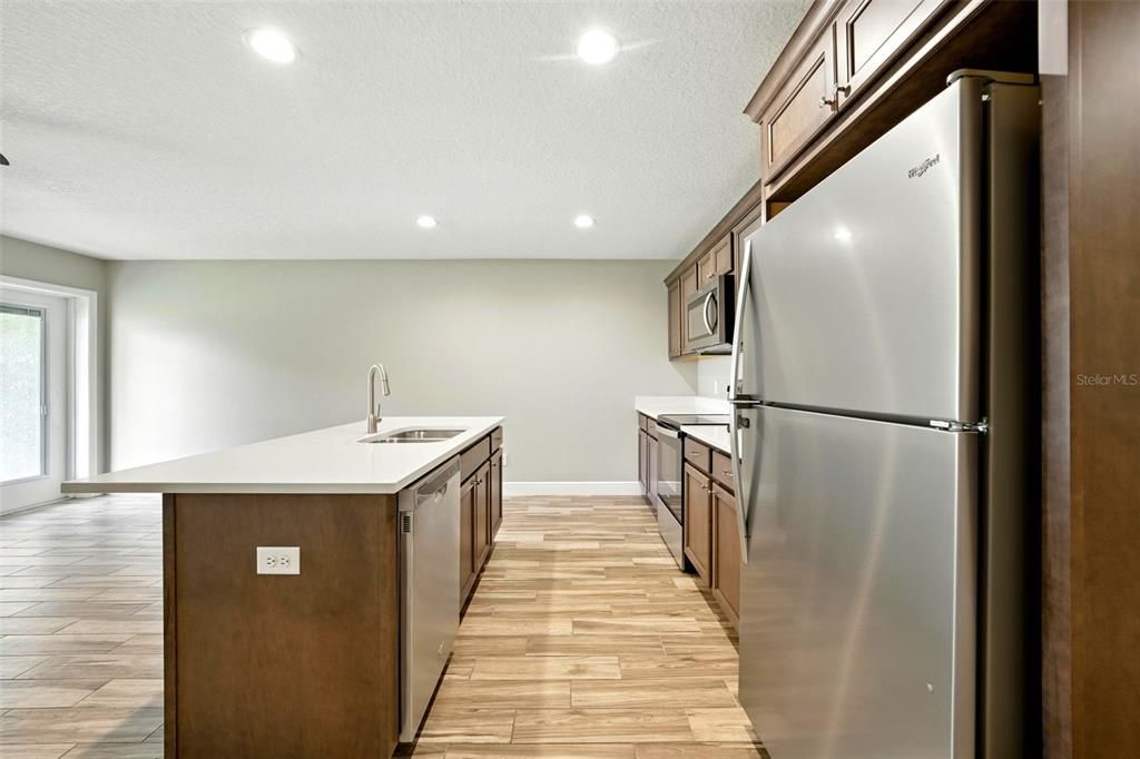 Interior, Kitchen, Recessed Lighting, Wood Texture Flooring