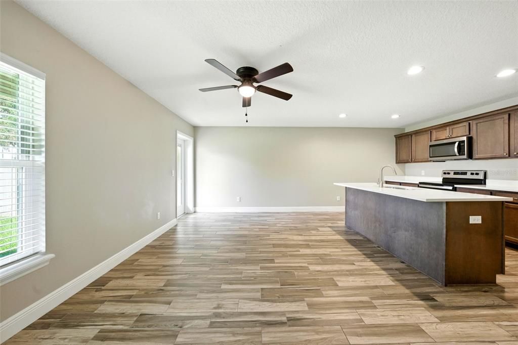 Interior, Kitchen, Recessed Lighting, Wood Texture Flooring